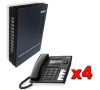 Centralino telefonico ufficio pabx 1 linea 8 interni messaggio DISA + 4 telefoni