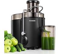 Centrifuga Frutta e Verdura FOHERE 400W Estrattore di Succo a Freddo con Bocca da 65mm, 3 Velocità di Regolazione, Spazzola Inclusa, Facile da Pulire, Acciaio Inossidabile Senza BPA (Nero)
