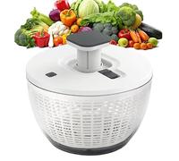 Centrifuga per insalata, 6 l, con una sola mano, con pulsante del freno, grande ciotola per insalata da 26 cm, per verdure, erbe e bacche