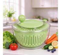 Centrifuga per Insalata, Affettatrice per Verdure 3 in 1 con 4 | Centrifuga manuale con grattugia, cestello di scolo e ciotola trasparente per la rapida preparazione