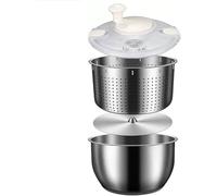 Centrifuga per insalata con cestello in acciaio inox e coperchio in polipropilene per lavare e asciugare efficacemente verdure, frutta, pasta e patatine fritte