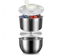 Centrifuga per insalata con cestello interno in acciaio inox, centrifuga professionale per la preparazione dei pasti, in acciaio 304 resistente, lavabile in lavastoviglie