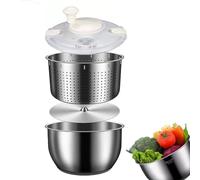 Centrifuga per insalata in acciaio inox con coperchio in polipropilene, versatile rondella e asciugatrice per frutta, pasta e patatine fritte, ideale per una facile preparazione degli alimenti