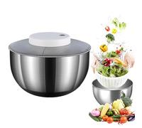Centrifuga per insalata, in acciaio inox da 4,5 l, con centrifuga automatica, fondo antiscivolo e ricarica USB, per frutta e verdura con coperchio, grande spinner per insalata, verdure, erbe e bacche