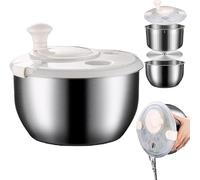 Centrifuga per insalata in acciaio inox da 6 l, per asciugare verdure e bacche, design antiruggine a doppio strato con beccuccio a scarico rapido