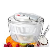Centrifuga per insalata in vetro, multifunzione, con coperchio per disidratazione, premere e ruotare la centrifuga per verdure, erbe, bacche e frutta