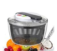 Centrifuga per insalata in vetro, multifunzione, con coperchio per disidratazione, premere e ruotare la centrifuga per verdure, erbe, bacche e frutta