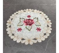 Centrini per tavoli, 4 tovagliette in stile europeo pastorale, in tessuto di poliestere, decorative, rotonde, ricamate, rosse, 30 x 30 cm