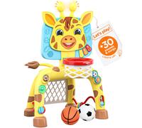Centro attivit Move2Play Giraffe con canestro da basket e porta da calcio | Oltre 30 suoni e canzoni + 5 luci | Regalo di compleanno per bambini