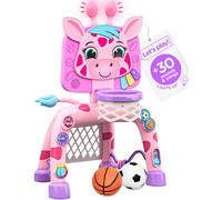 Centro attivit Move2Play Giraffe con canestro da basket e porta da calcio | Oltre 30 suoni e canzoni + 5 luci | Regalo di compleanno per bambini