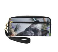 Centro commerciale Bulldog francese Cani neri Animali domestici, Borsa per il trucco Borsa per cosmetici Borsa da viaggio portatile da toilette Astuccio in pelle per donne e ragazze