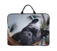 Centro commerciale Bulldog francesi Cani neri Animali domestici, Custodia per laptop da 14 pollici, borsa per notebook, custodia per laptop, valigetta con maniglia