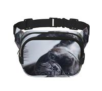 Centro commerciale Bulldog francesi Cani neri Animali domestici, Marsupio quadrato a doppio strato, borsa da viaggio, marsupio casual