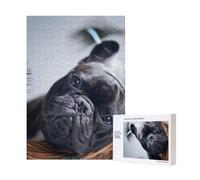 Centro commerciale Bulldog francesi Cani neri Animali domestici,Puzzle in legno da 300 pezzi per adulti e adolescenti