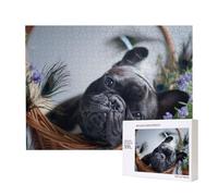 Centro commerciale Bulldog francesi Cani neri Animali domestici,Puzzle in legno da 500 pezzi, gioco di famiglia, puzzle per adulti e adolescenti, decorazioni per la casa