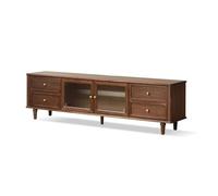 Centro di intrattenimento 200 cm legno massello marrone caffè centro di intrattenimento casale, soggiorno rurale mobili di immagazzinaggio, adatto per hotel, appartamenti, ecc. Supporto TV per il