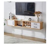 Centro di intrattenimento Mensole TV da soggiorno, supporto sospeso a parete Console multimediale for intrattenimento Centro grande armadio portaoggetti for ufficio domestico(White+Nature,150*24*28cm)