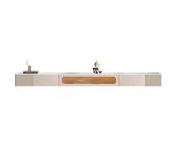 Centro di intrattenimento Mobile TV sospeso moderno e di lusso con luci a LED, mobile montato a parete for sotto la , console multimediale galleggiante anta in vetro cassetto portaoggetti(Khaki,220cm)