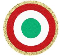 Centro Ricami Patch-Toppa Microricamata in HD/Jacquard (Alta Definizione) -Coccarda Tonda Italia 4 Colori Bordo lamè Termoadesiva, Micro Filo, Diametro : Cm.5,8 - Made in Italy