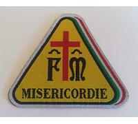 Centro Ricami Patch-Toppa Microricamata in HD/Jacquard (Alta Definizione) Triangolo Misericordie Termoadesiva, Micro Filo, Dimensioni : H. cm.5,3 x L. cm.6,3 - Made in Italy