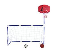 Centro Sportivo 2 in 1 per Bambini - Set Basket e Calcio - Canestro per Interni ed Esterni - Gioco Interattivo Genitori-Figli