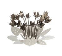 Centro tavola decorativo Ciclamino in metallo, 38X24H, colore Avorio Bronzo avorio bronzo