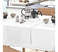 Centro Tavola rettangolare Bianco in puro Cotone 40x130 cm, Striscia Salvatavolo Runner da Cucina Tinta Unita