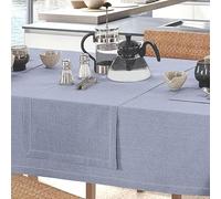Centro Tavola rettangolare Blu Melange in puro Cotone 40x130 cm, Striscia Salvatavolo Runner da Cucina Tinta Unita