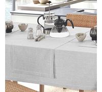 Centro Tavola rettangolare Grigio Melange in puro Cotone 40x130 cm, Striscia Salvatavolo Runner da Cucina Tinta Unita