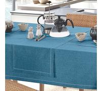 Centro Tavola rettangolare Petrolio in puro Cotone 40x130 cm, Striscia Salvatavolo Runner da Cucina Tinta Unita