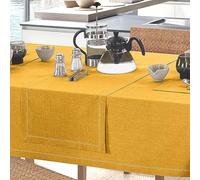 Centro Tavola rettangolare Senape in puro Cotone 40x130 cm, Striscia Salvatavolo Runner da Cucina Tinta Unita