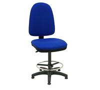 Centrosilla Sgabello girevole Ufficio ergonomico Torino, con piedi fissi, tasselli, regolabile in altezza e profondità, Anello Poggiapiedi Cromato Regolabile - blu