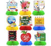 Centrotavola a nido d'ape, 9 pezzi, decorazioni 3D per tavolo a doppio lato con scritta "Thank You Teacher"