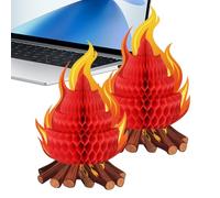 Centrotavola Artificiale In Cartone 3D Con Pozzo Del Fuoco Finto 9,84x6,5 P | 2 pezzi braciere artificiale per cena spiaggia patio terrazza balcone tavolo per matrimoni sala ricevimento a casa