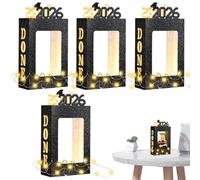 Centrotavola Box Laurea e Diploma - 4 Pezzi Decorazione Luminosa,Cornice Decorativa Congratulazioni Laurea | Per Fratelli Amici Casa Soggiorno Camera Da Studio Comodino Appartamento