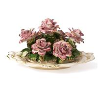 Centrotavola Capodimonte Piatto Ovale Bouquet di Rose Soprammobile Porcellana ++