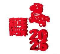 Centrotavola cinese in feltro rosso per Capodanno primaverile, ornamento per tavolo per runner decorazione tradizionale asiatica per feste, casa ufficio (A)