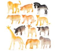 Centrotavola compleanno animali Safari - Toppers torta giungla 12 pezzi, figurine mini zoo | Dettagli in colorata, di design realistici, luoghi per la decorazione della tavola delle