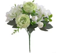 Centrotavola con peonie e rose artificiali, 4 pezzi, per matrimoni e uso domestico, composizioni floreali in seta per eventi, ristoranti e banchetti (verde)