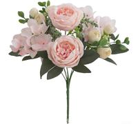 Centrotavola con peonie e rose artificiali, 4 pezzi, per matrimoni e uso domestico, composizioni floreali in seta per eventi, ristoranti e banchetti (giallo chiaro)