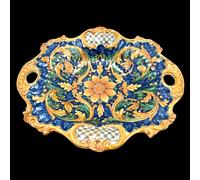 Centrotavola dipinto a mano in Ceramica siciliana Artigianale soprammobile nuovo