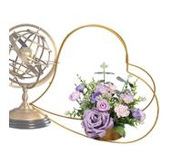 Centrotavola geometrica per matrimonio, vaso di fiori dorati per centrotavola, in metallo ferroso, a forma di cuore, decorazione floreale per tavoli di nozze