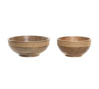 Centrotavola Home ESPRIT Marrone Corda Legno di mango 25 x 25 x 10 cm [2 Unit