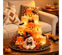Centrotavola LED Halloween Angelo Zucca 20x20x22cm | LED per sicuro, luce tremolante, no , per ideale per bambini e animali, accogliente