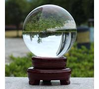 Centrotavola moderno a forma di sfera in vetro trasparente con supporto in