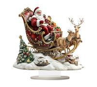 Centrotavola Natalizio Decorativo In Acrilico 2D - Centrotavola Natalizio In Acrilico 2D | Decorazioni Natalizie Con Babbo | Decorazione Invernale Con Babbo Natale Renna E Slitta Per La Famiglia, Fest