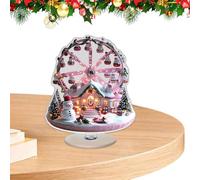 Centrotavola Natalizio In Acrilico 2D - Decorazione Da Tavolo Per La Casa Della Neve Con Ruota Panoramica | Centrotavola Natalizio In Acrilico Con Base Rotante | Decorazione Da Scrivania Per Feste, Li