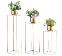 Centrotavola Nozze Stand Fiori Oro - 3 Pezzi Vasi a Colonna in Metallo con Pannello Acrilico Inweder Vaso da Pavimento Alto Vasi Portafiori Geometrici Centrotavola Feste Decorazioni Casa 100+80+60cm
