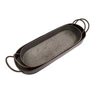 Centrotavola ovale in metallo zincato rustico - 2 pezzi, 35 x 13 cm, 30 x 12 cm, stile rustico shabby chic