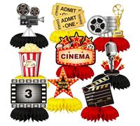 Centrotavola per comodino cinematografico, confezione da 9 pezzi, a nido | Pezzi 3D indipendenti per compleanno a tema film con centrotavola a nido d'ape per display e tavoli da dessert